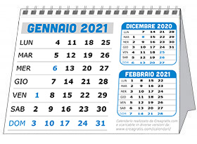 Immagine del calendario da tavolo 2021