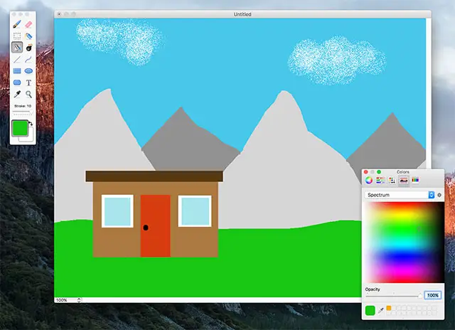 Interfaccia del programma Paintbrush per Mac