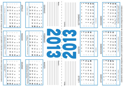 Esempio della pagina del calendario da tavolo annuale