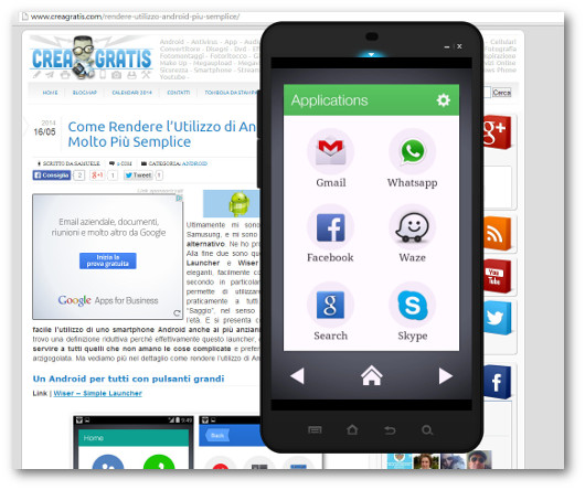 Schermata del launcher Wiser per Android