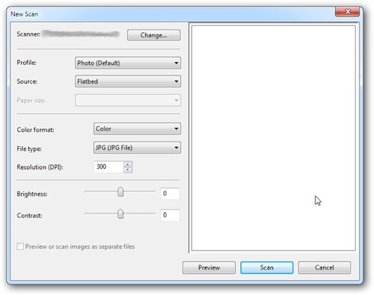 Interfaccia grafica del programma Windows Fax & Scan