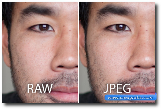 Immagine di confronto tra RAW e JPEG