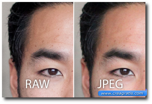Immagine di paragone tra il formato RAW e il JPEG