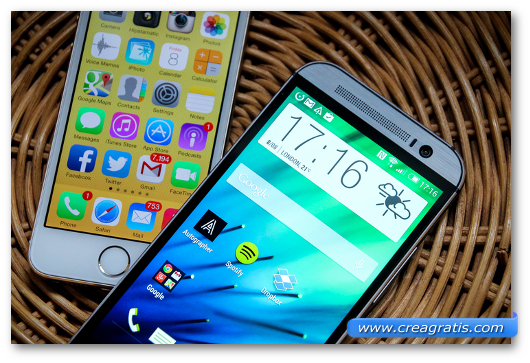 Smartphone HTC Android e iPhone a confronto