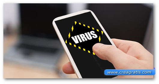 Schermata di uno smartphone infetto da virus