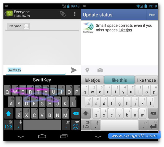 Schermate della tastiera SwiftKey Keyboard per Android
