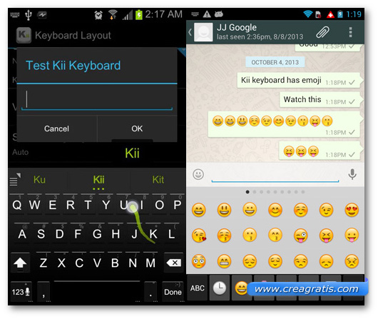 Schermate della tastiera Kii Keyboard per Android